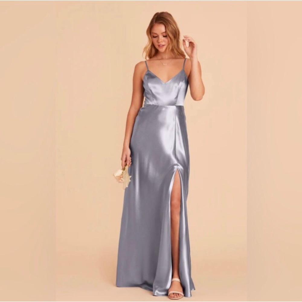 Birdy grey Dress Dusty Blue- satin